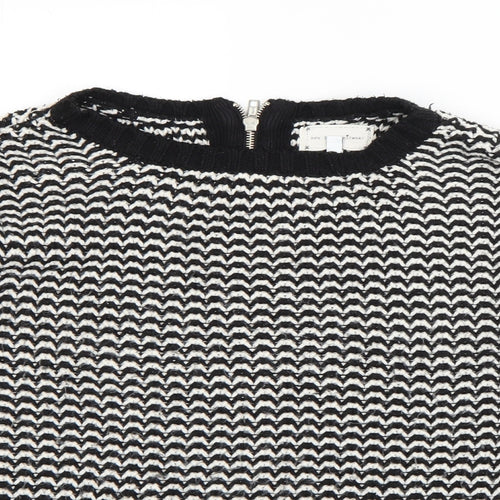 New Look Womens Black Round Neck Striped Acrylic Pullover Jumper Size 8