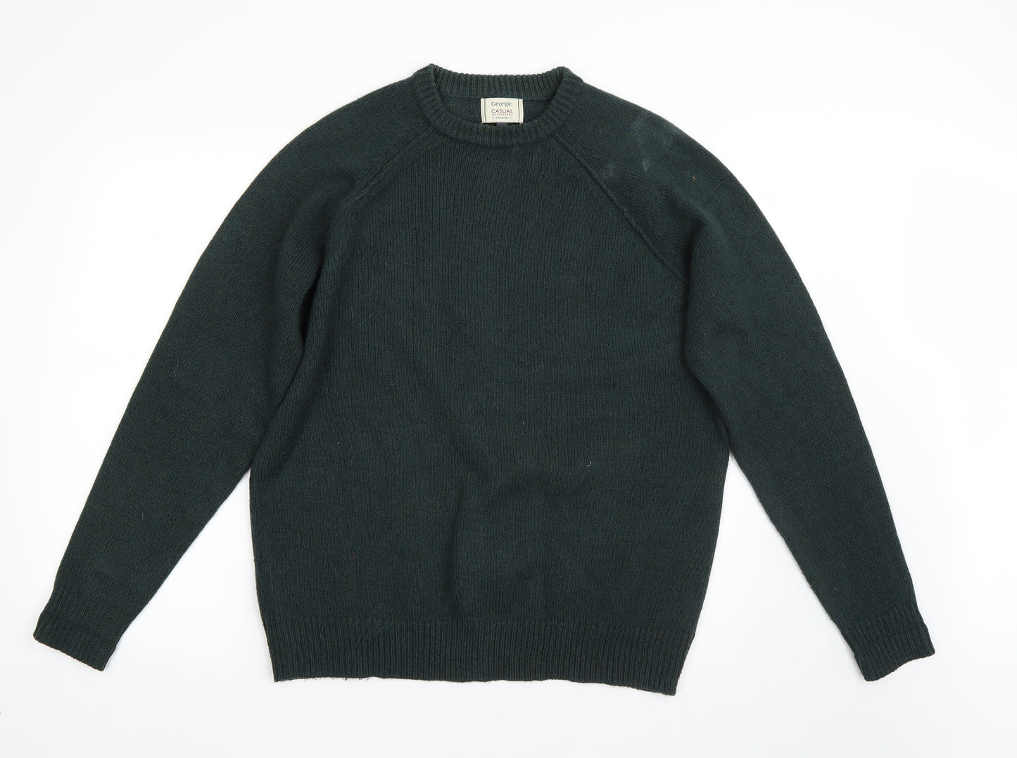 George Mens Green Round Neck  Acrylic Pullover Jumper Size M