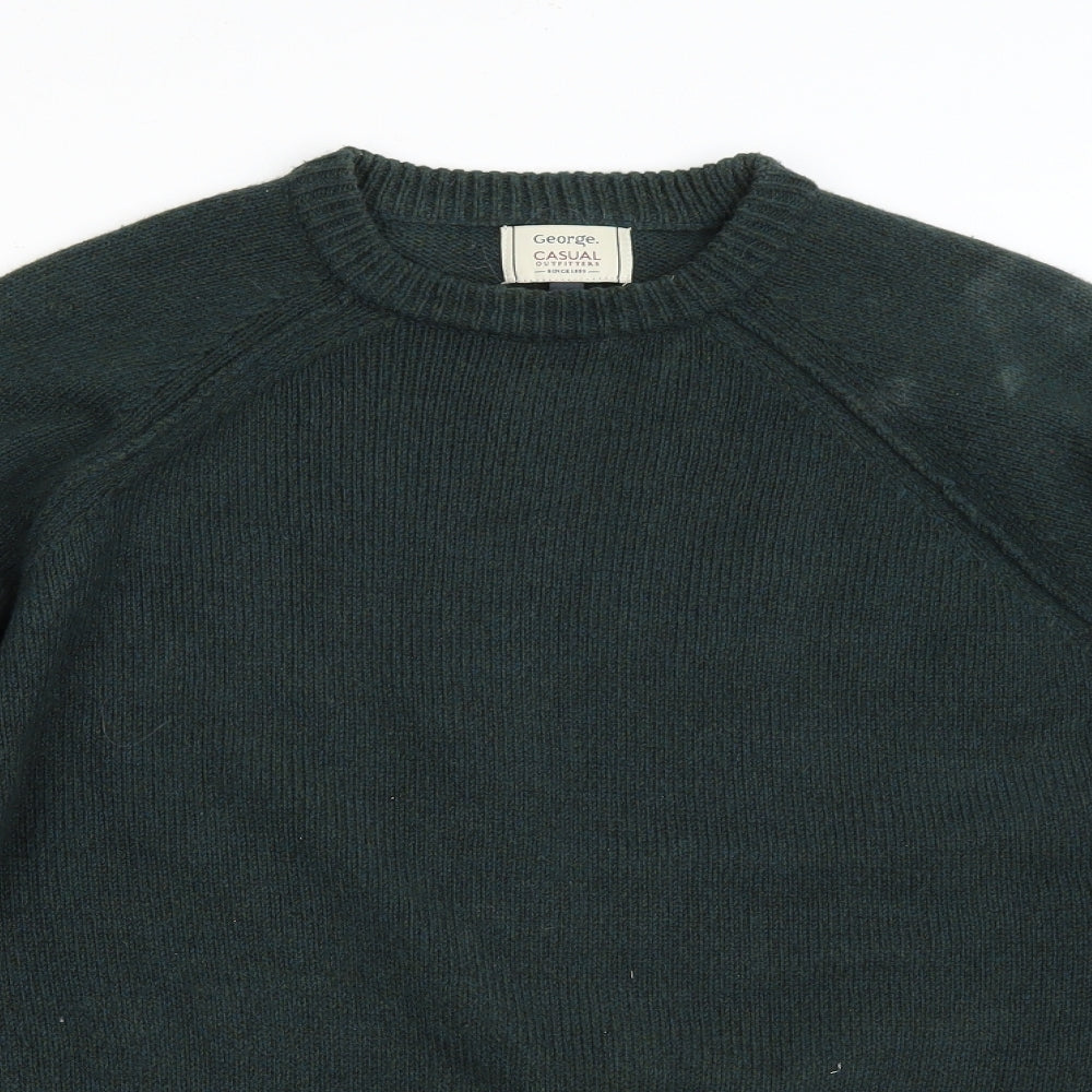 George Mens Green Round Neck  Acrylic Pullover Jumper Size M