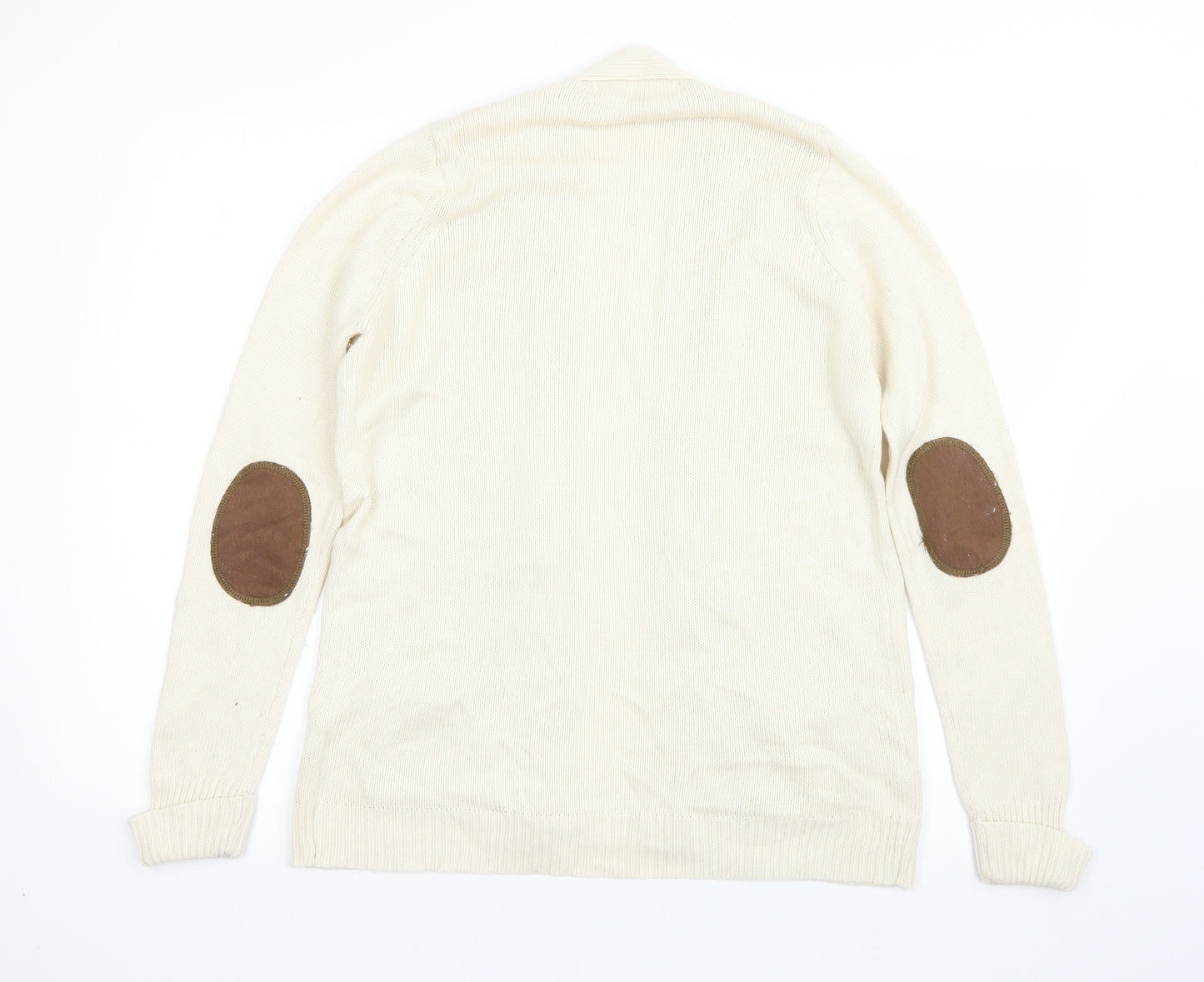 Zara Womens Beige V-Neck  Acrylic Cardigan Jumper Size L