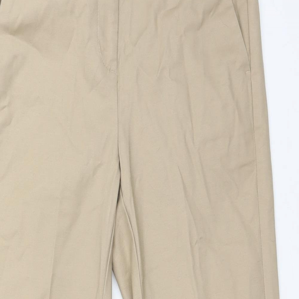 M&S Womens Beige  Cotton Carrot Trousers Size 10 L25 in Regular