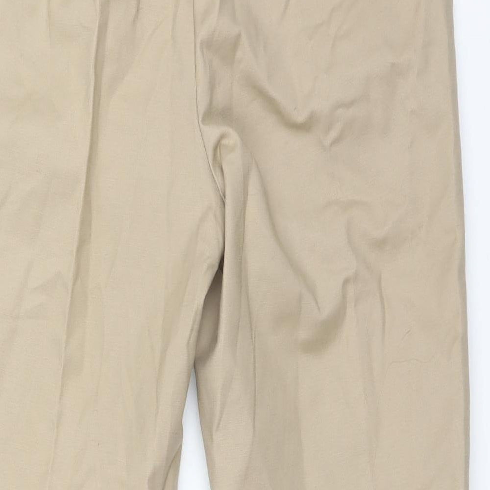 M&S Womens Beige  Cotton Carrot Trousers Size 10 L25 in Regular