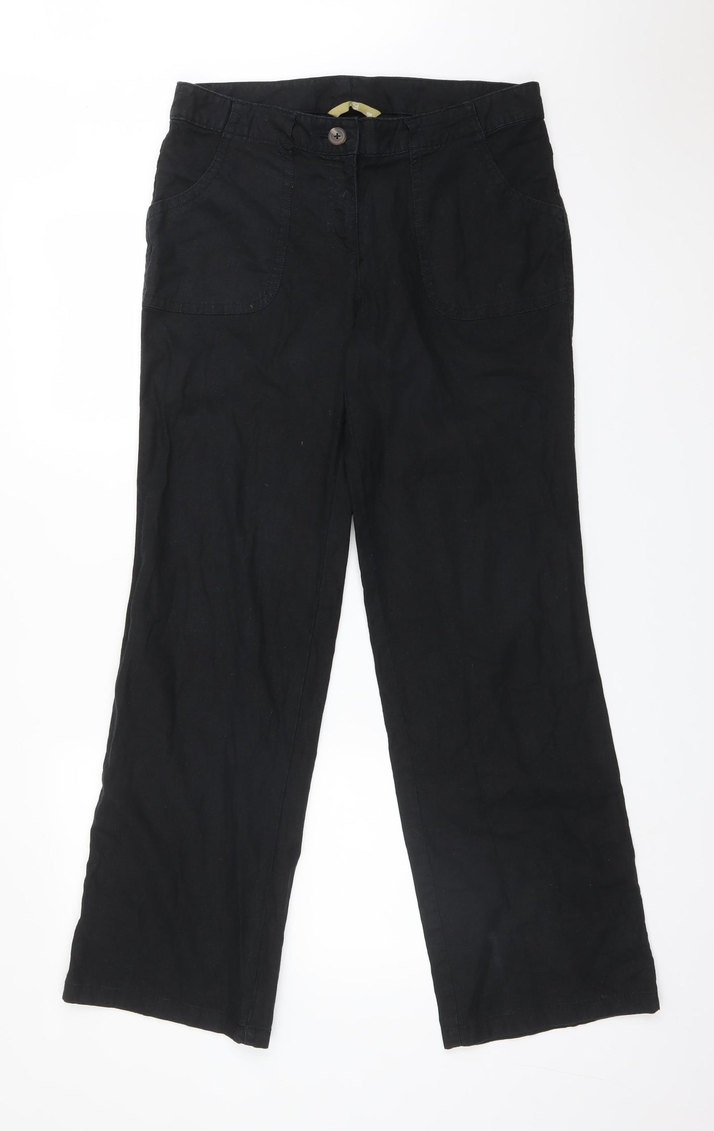 TU Womens Black  Linen Trousers  Size 10 L31 in Regular