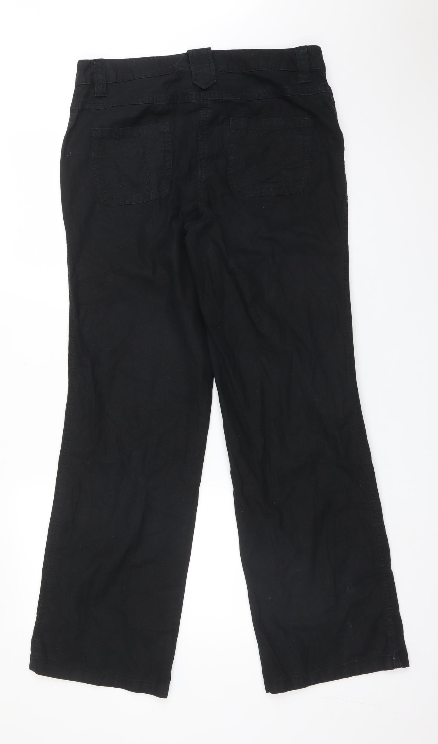 TU Womens Black  Linen Trousers  Size 10 L31 in Regular