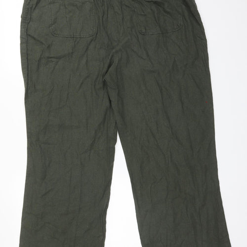 Peacocks Womens Green  Linen Trousers  Size 18 L28 in Regular
