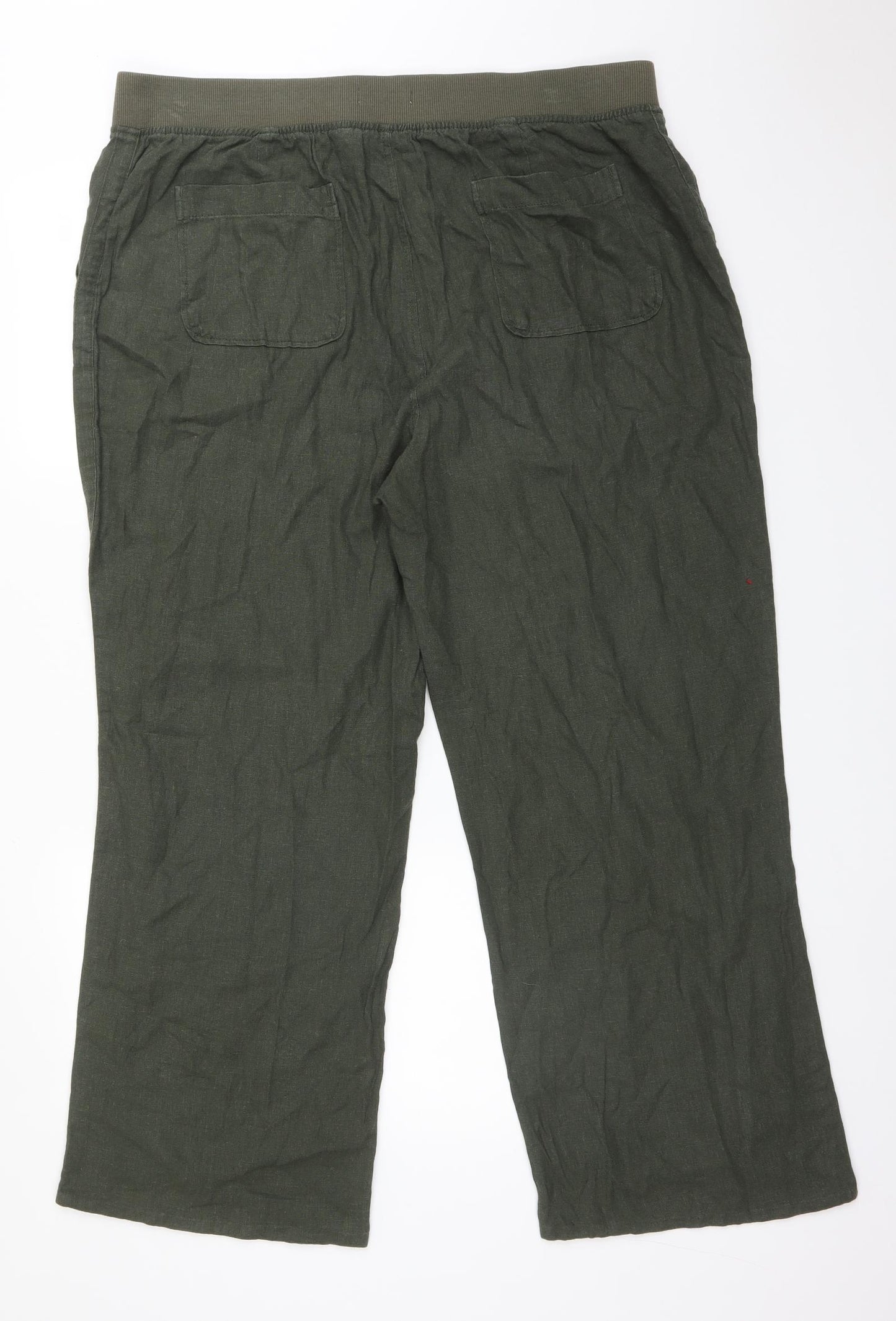 Peacocks Womens Green  Linen Trousers  Size 18 L28 in Regular