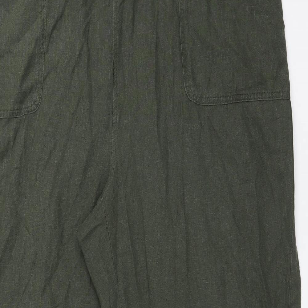 Peacocks Womens Green  Linen Trousers  Size 18 L28 in Regular