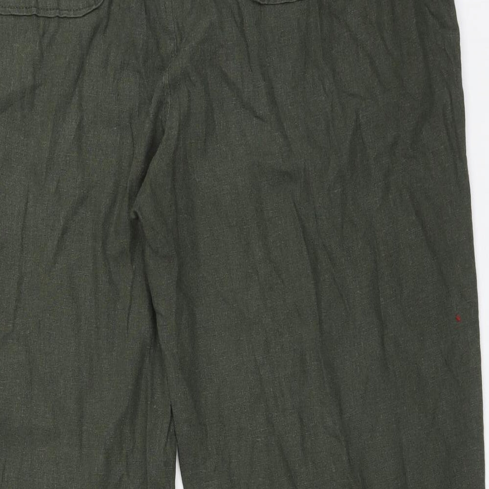 Peacocks Womens Green  Linen Trousers  Size 18 L28 in Regular