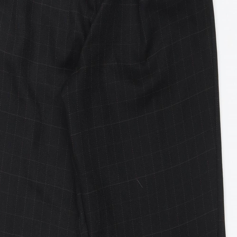 M&S Womens Black Check Polyester Dress Pants Trousers Size 14 L29 in Regular