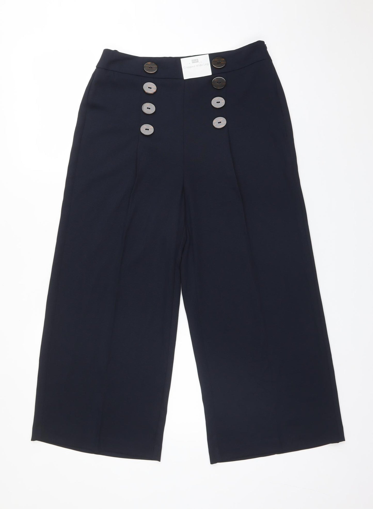 F&F Womens Blue  Polyester Cropped Trousers Size 8 L23 in Regular