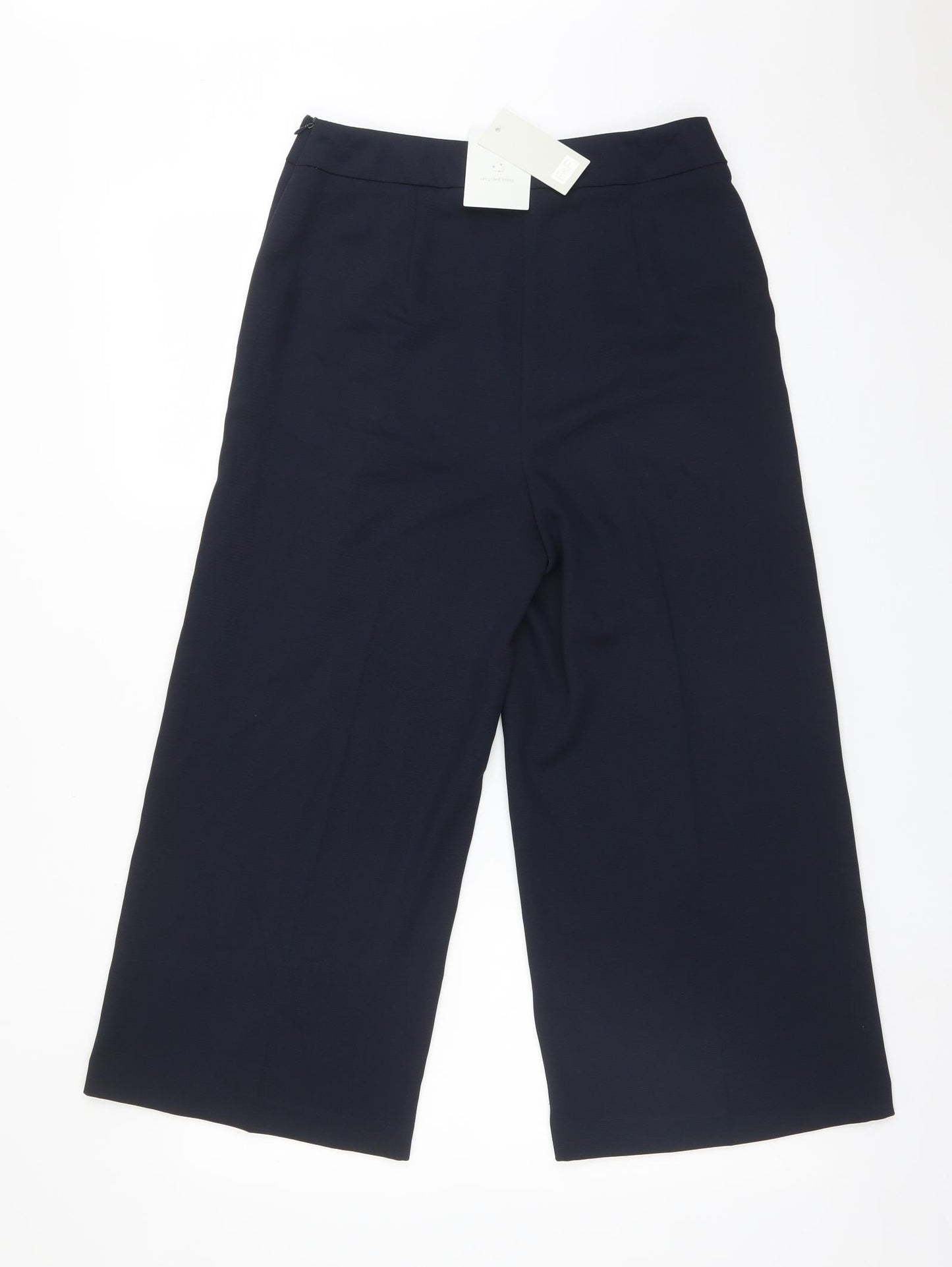 F&F Womens Blue  Polyester Cropped Trousers Size 8 L23 in Regular