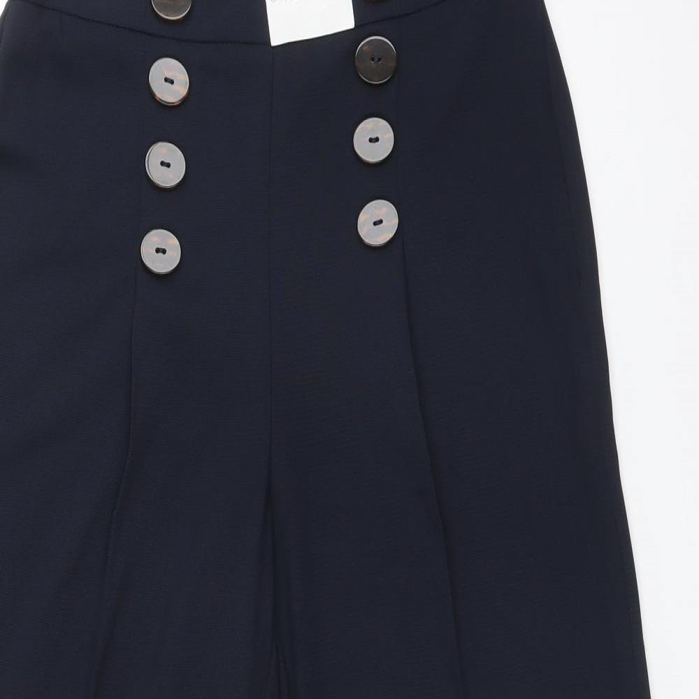 F&F Womens Blue  Polyester Cropped Trousers Size 8 L23 in Regular