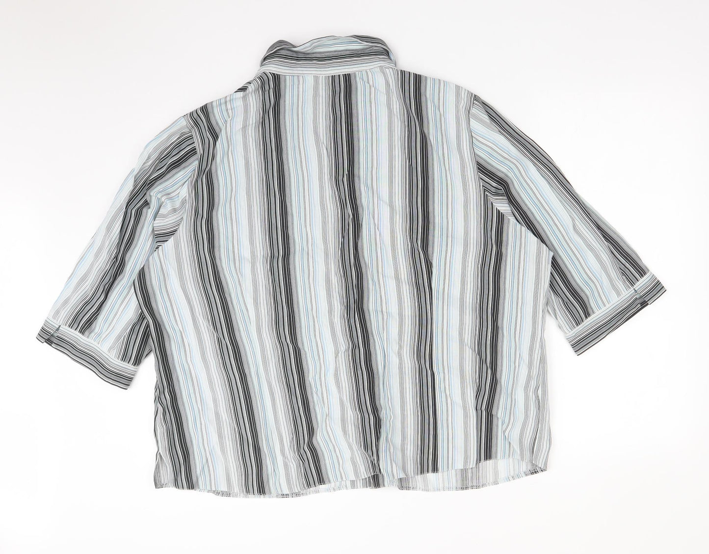 BONMARCHE Womens Multicoloured Striped Polyester Basic Button-Up Size 24 Collared