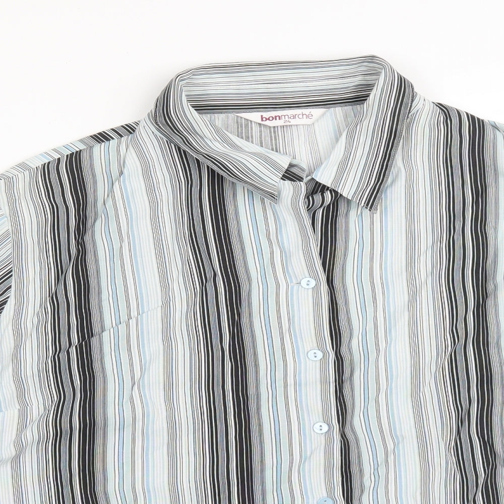 BONMARCHE Womens Multicoloured Striped Polyester Basic Button-Up Size 24 Collared