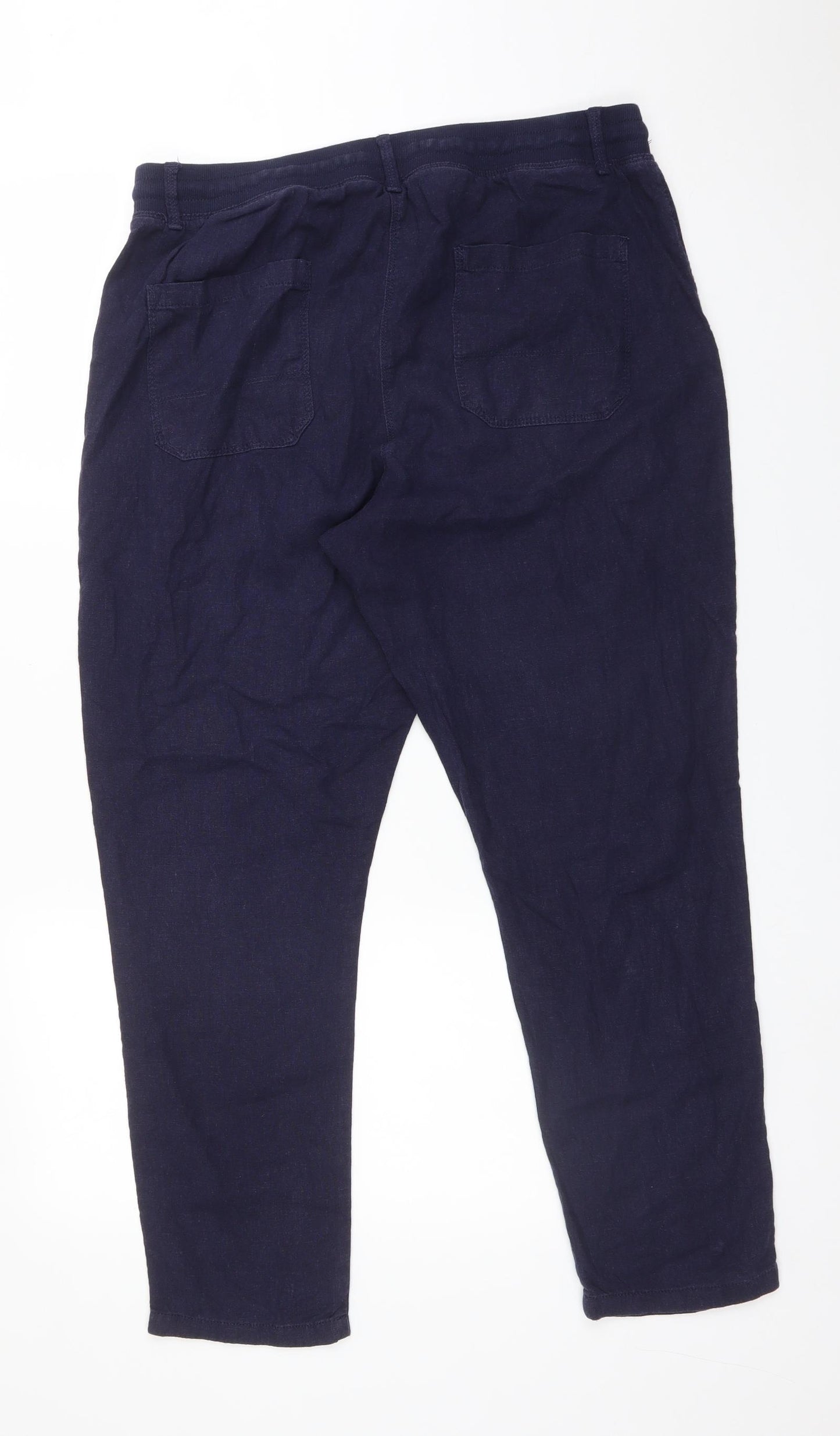 M&S Womens Blue  Viscose Bloomer Trousers Size 14 L27 in Regular