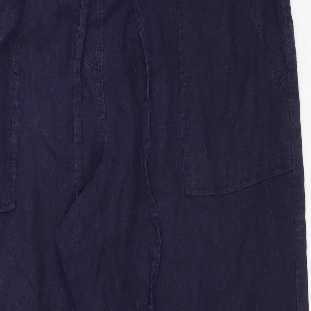 M&S Womens Blue  Viscose Bloomer Trousers Size 14 L27 in Regular
