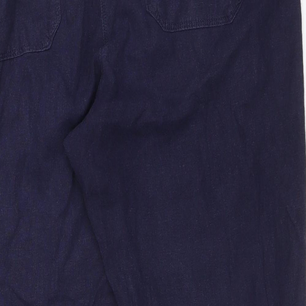 M&S Womens Blue  Viscose Bloomer Trousers Size 14 L27 in Regular