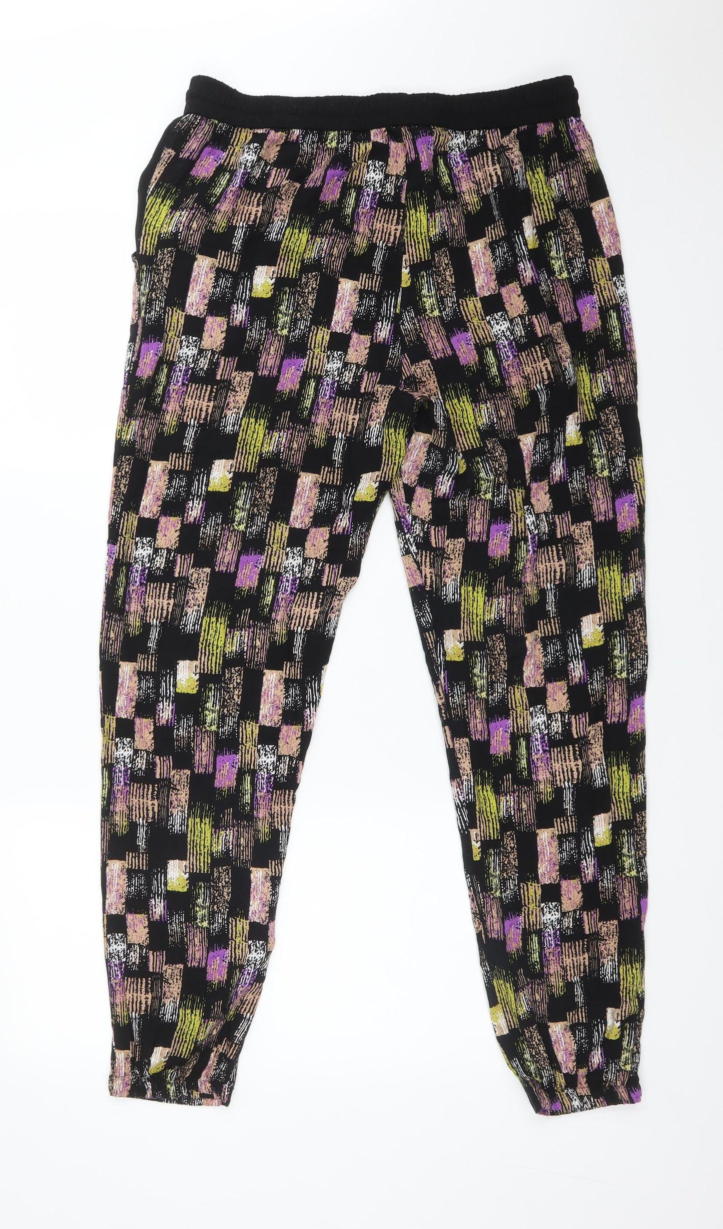 Atmosphere Womens Multicoloured Geometric Viscose Trousers  Size 12 L30 in Regular