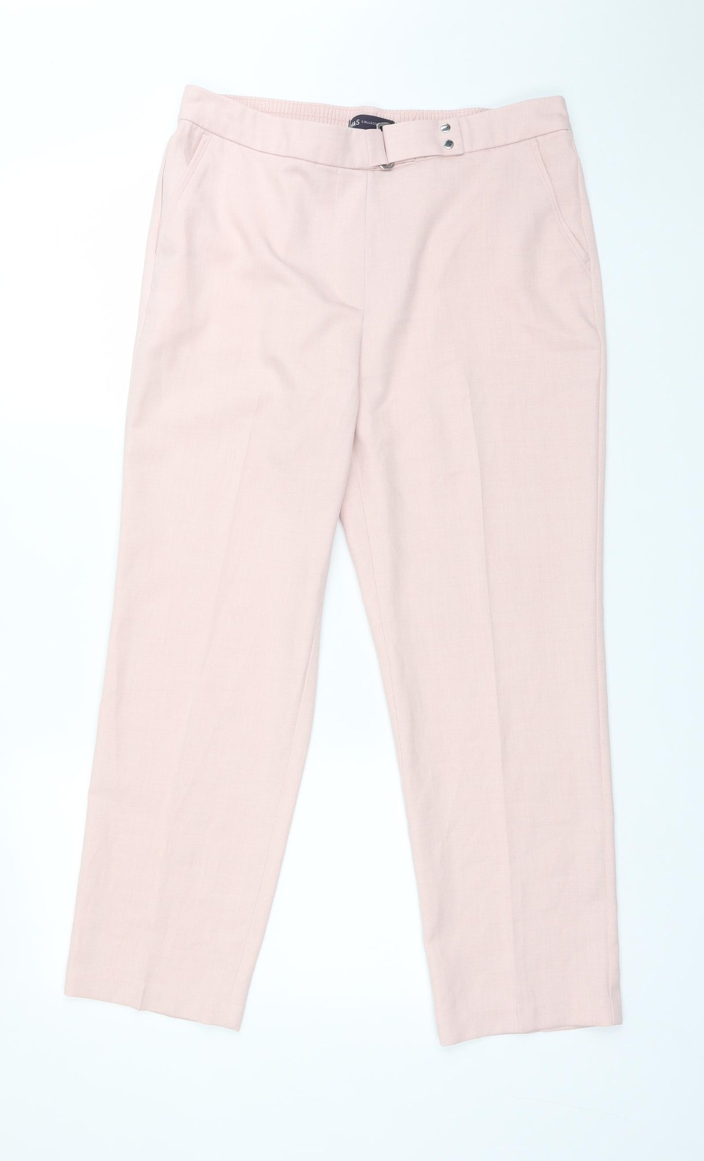 M&S Womens Pink  Polyester Bloomer Trousers Size 12 L26 in Regular