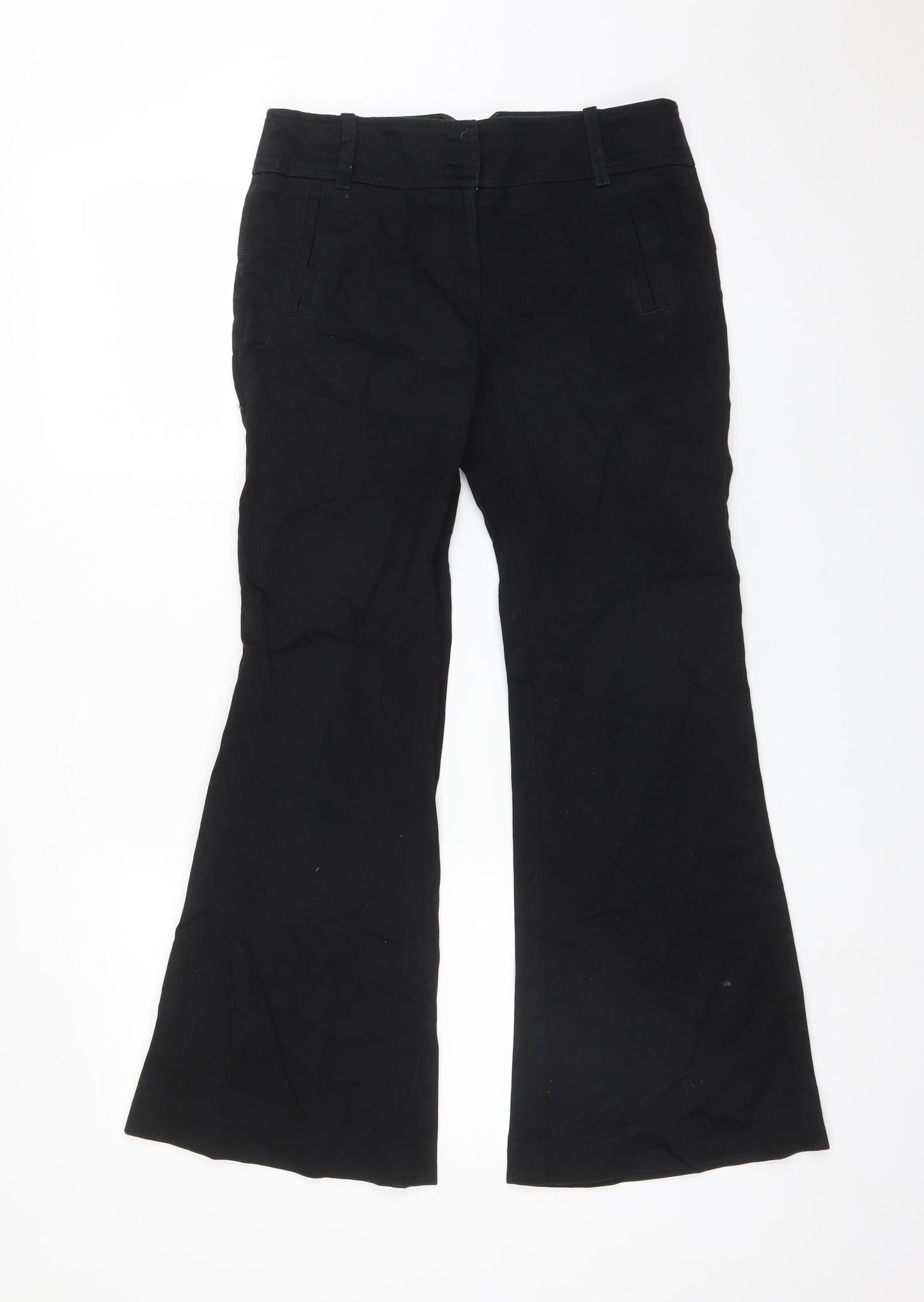 Oasis Womens Black  Cotton Trousers  Size 8 L27 in Regular