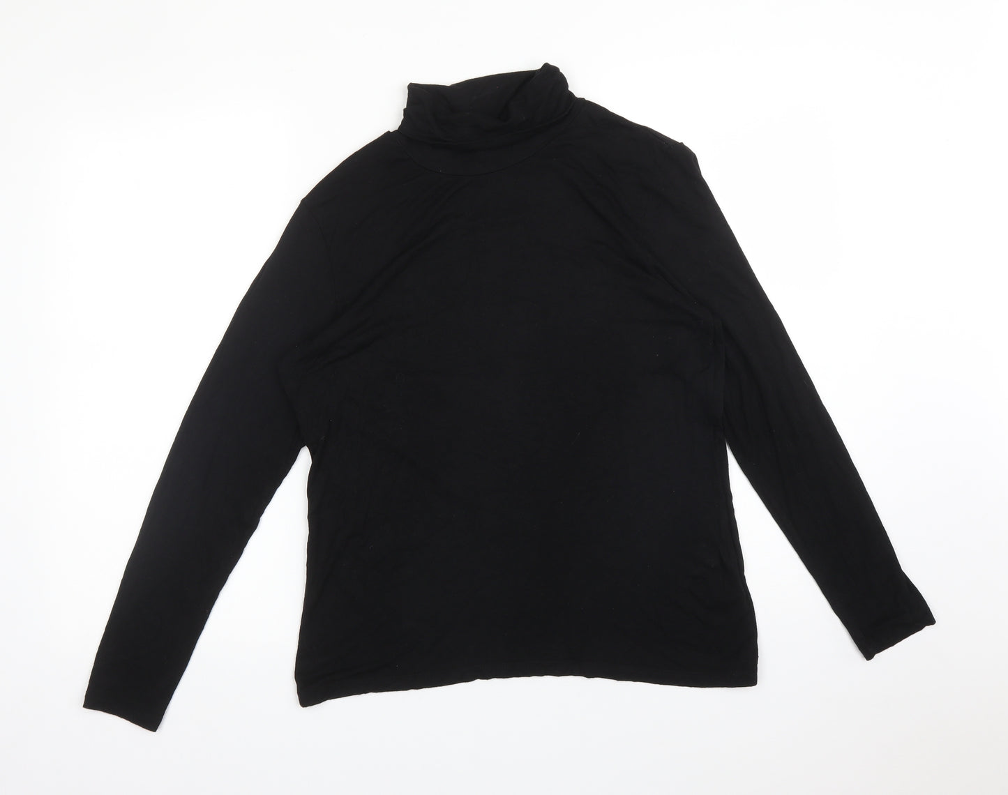 ORIGINALS Womens Black  Viscose Basic T-Shirt Size M Roll Neck