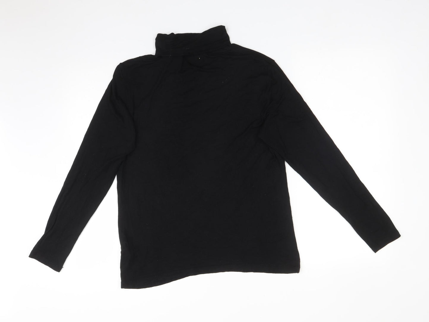 ORIGINALS Womens Black  Viscose Basic T-Shirt Size M Roll Neck
