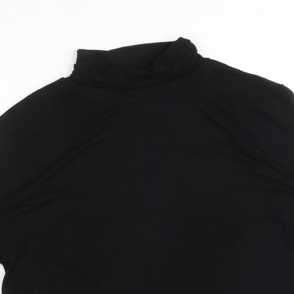 ORIGINALS Womens Black  Viscose Basic T-Shirt Size M Roll Neck