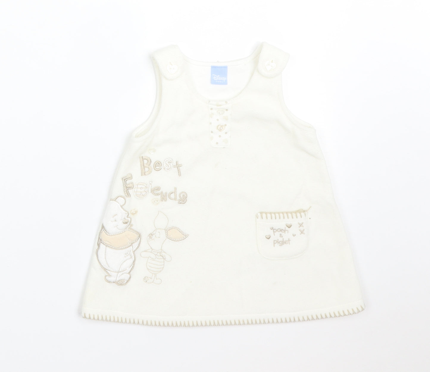 Disney Baby White  Polyester Basic T-Shirt Size 3-6 Months Round Neck  - WINNIE THE POOH