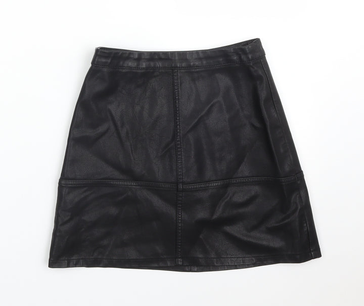 New Look Womens Black  Polyurethane Straight & Pencil Skirt Size 4