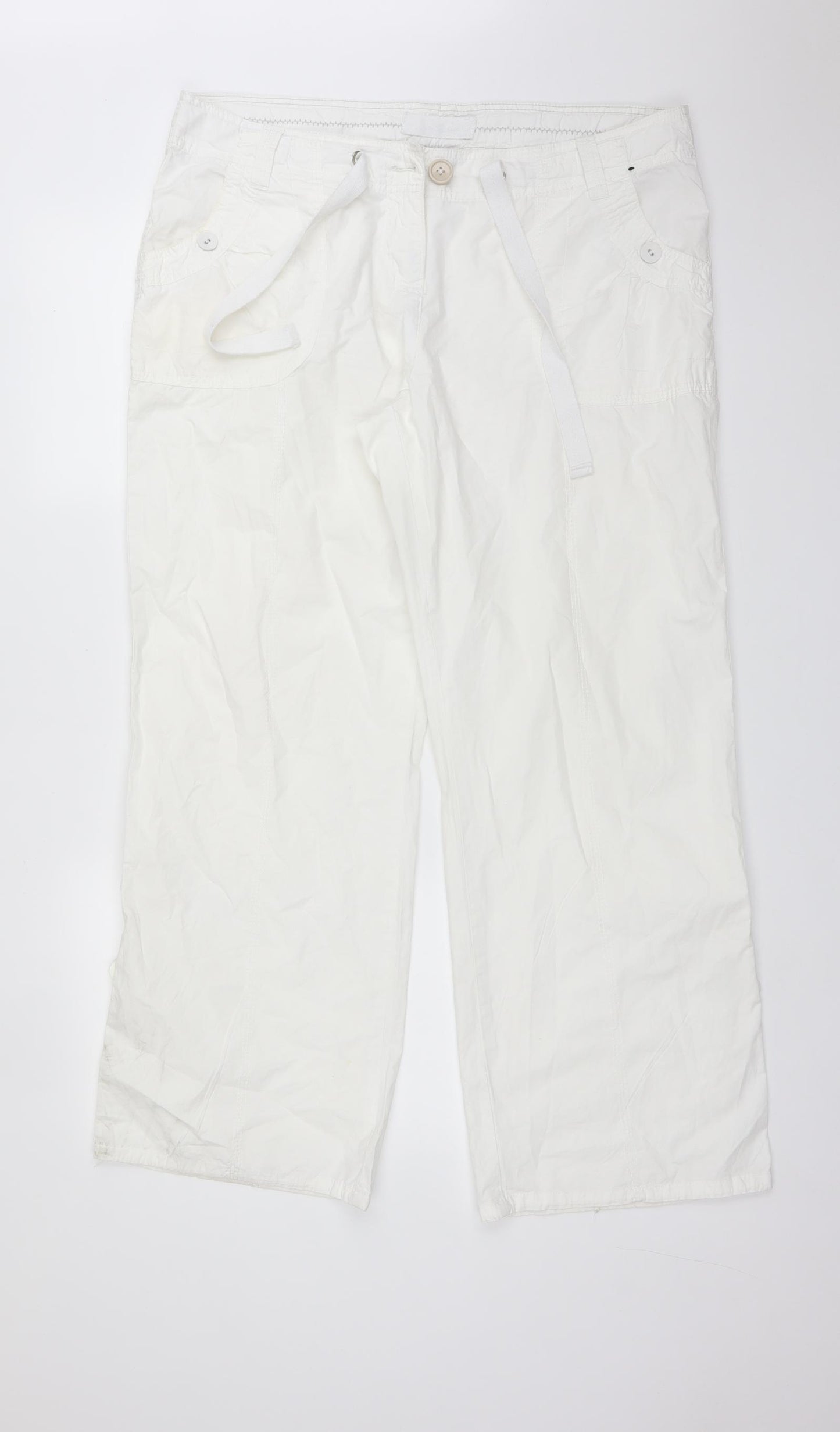 Dorothy Perkins Womens White  Cotton Trousers  Size 16 L30 in Regular
