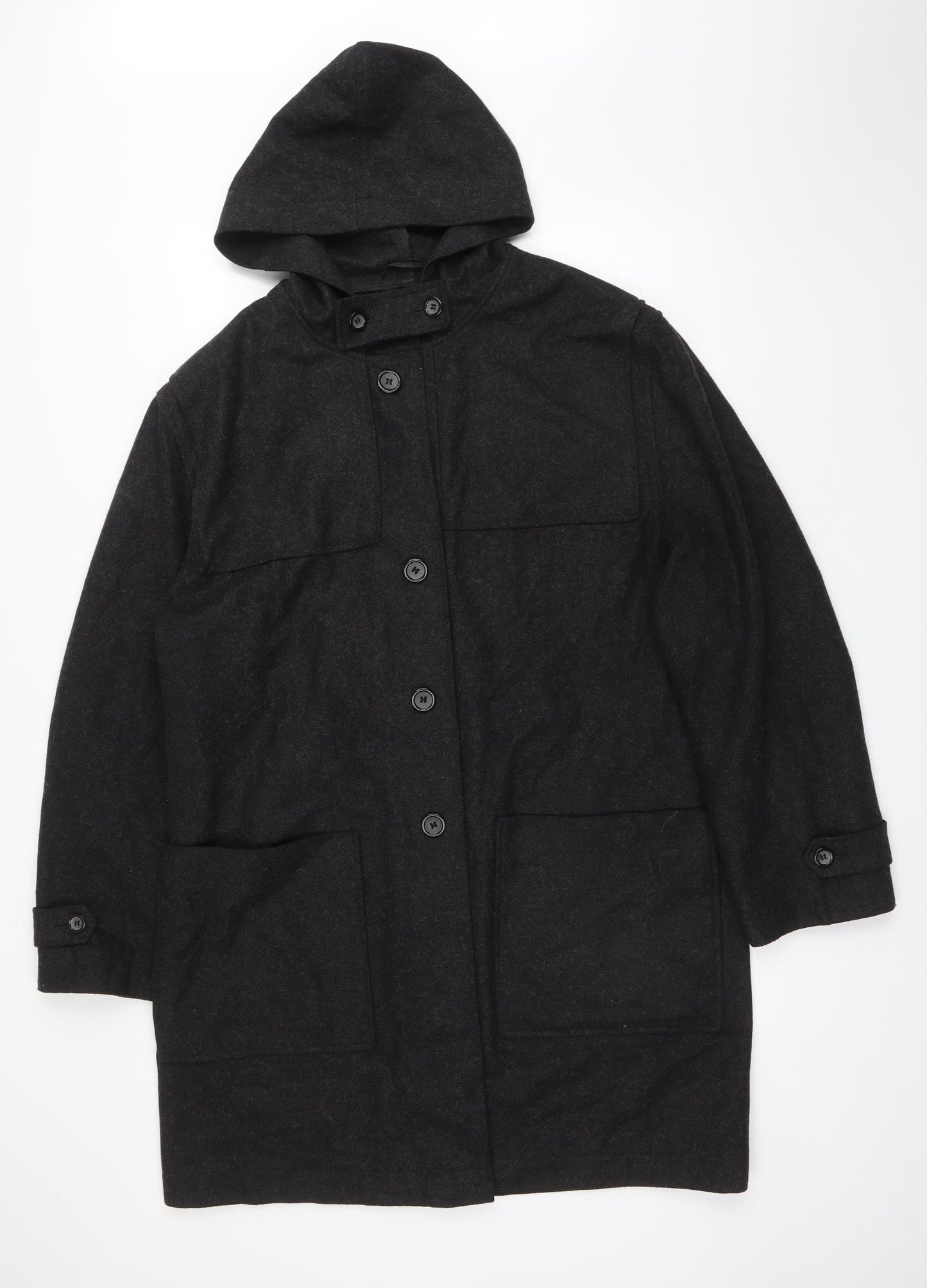 DETAIL Mens Black   Overcoat Coat Size XL