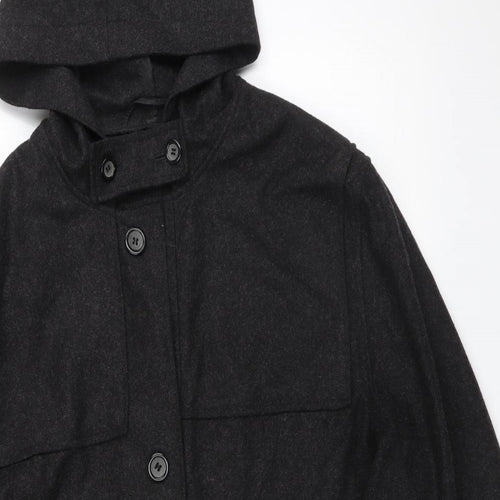 DETAIL Mens Black   Overcoat Coat Size XL
