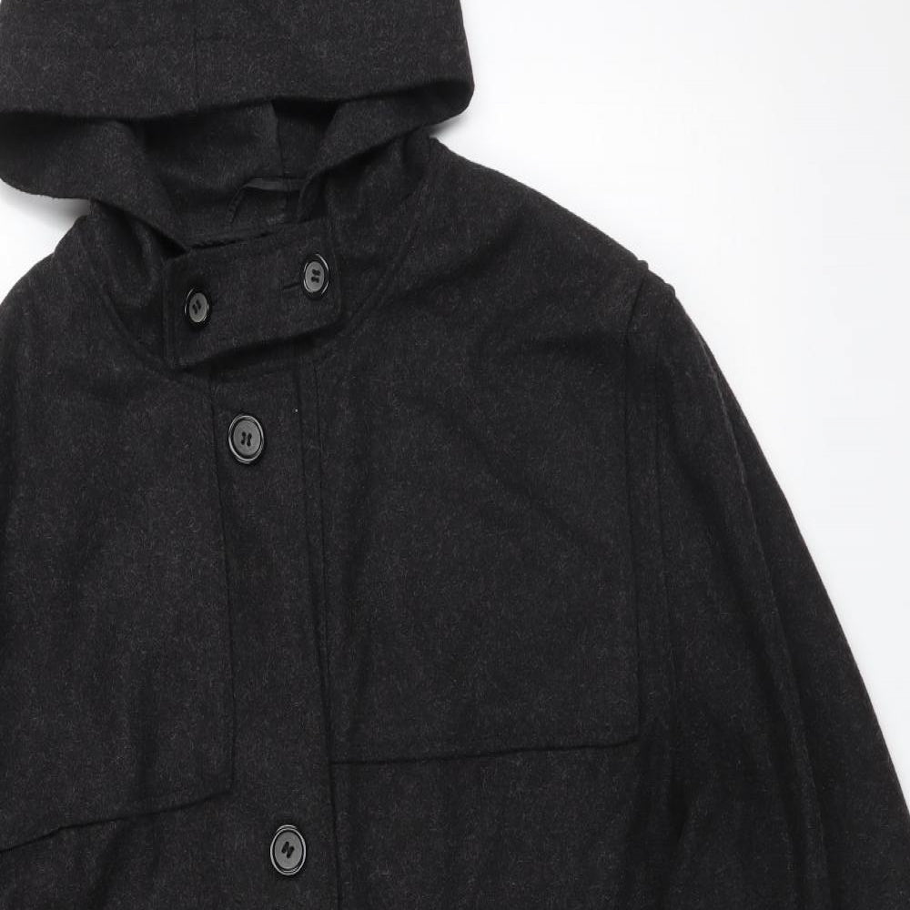 DETAIL Mens Black   Overcoat Coat Size XL