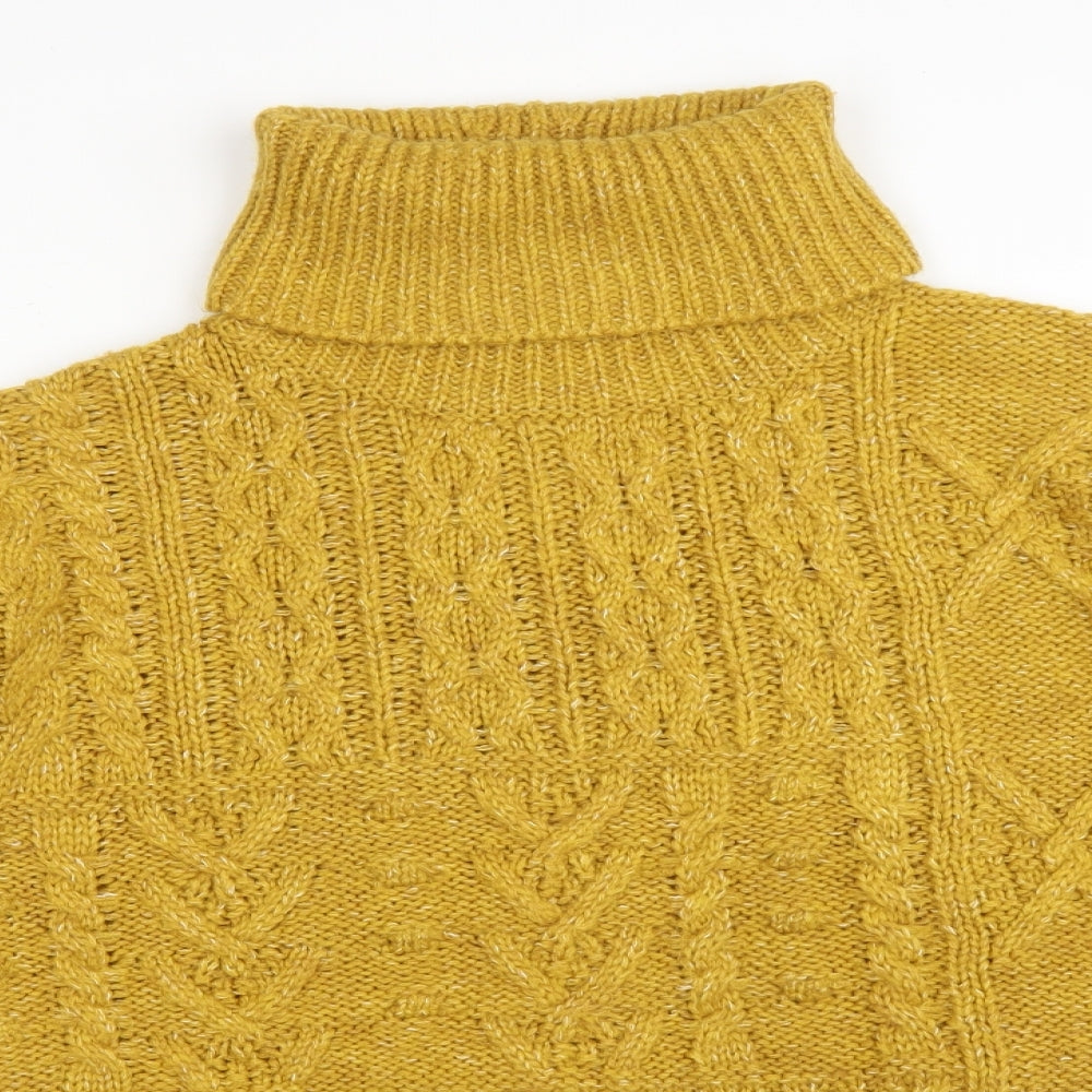 F&F Womens Yellow Roll Neck Argyle/Diamond Acrylic Pullover Jumper Size 16
