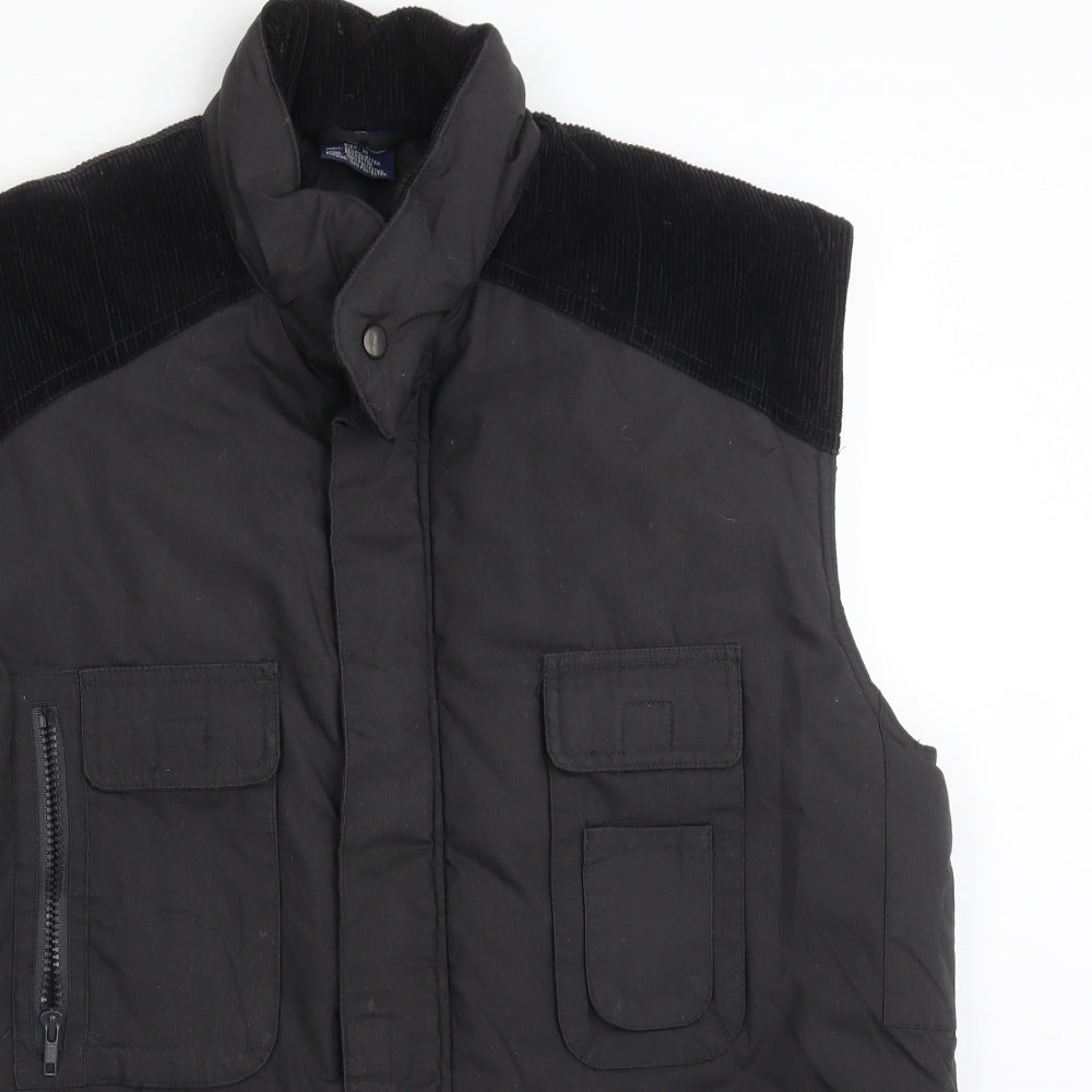 HARVEY JAMES Mens Black   Gilet Coat Size M
