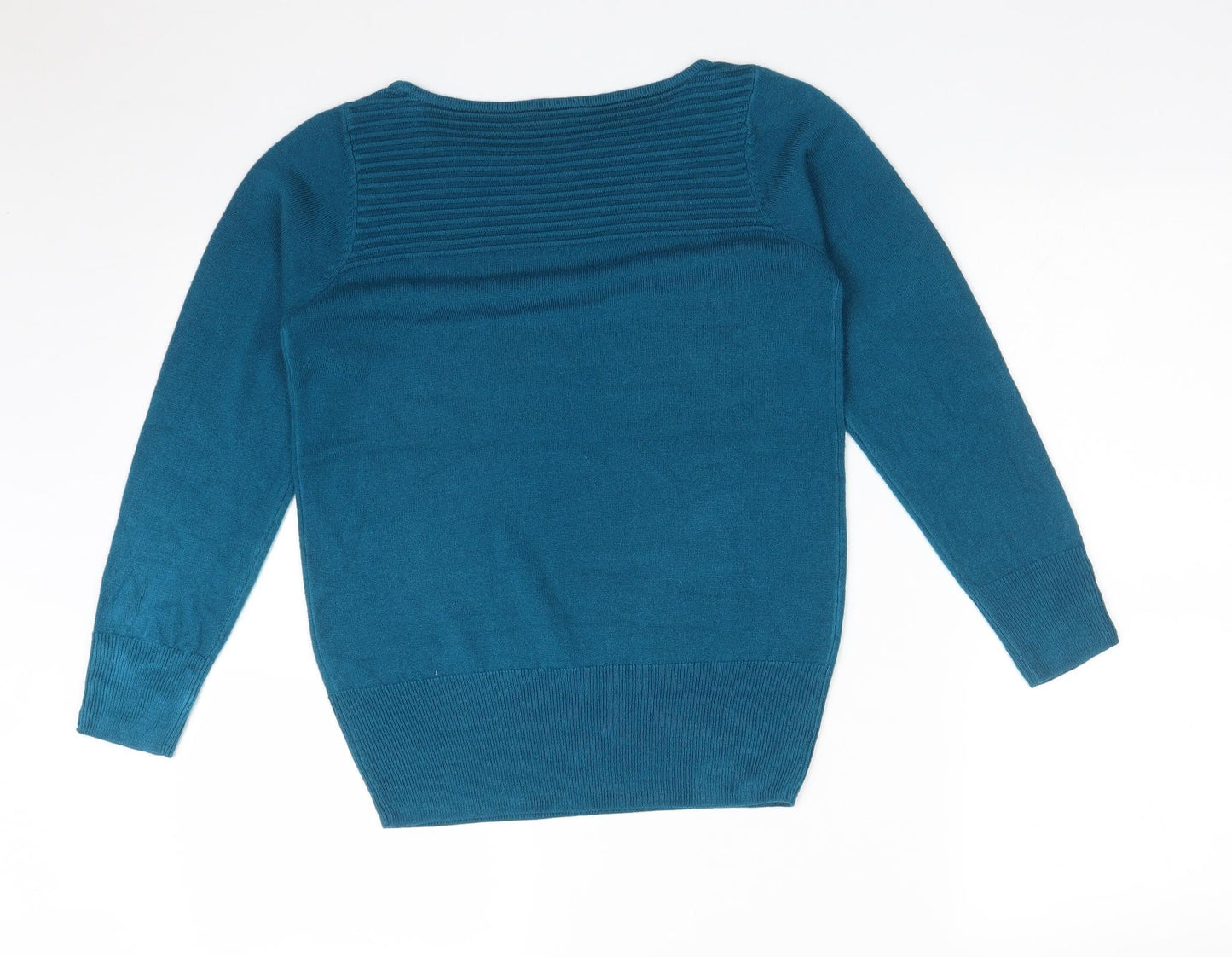 M&Co Womens Blue  Acrylic Basic T-Shirt Size 8 Round Neck