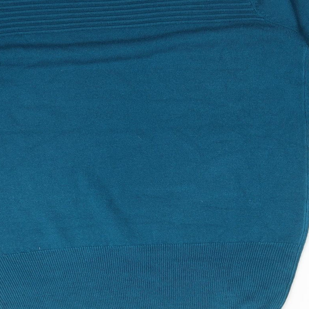 M&Co Womens Blue  Acrylic Basic T-Shirt Size 8 Round Neck