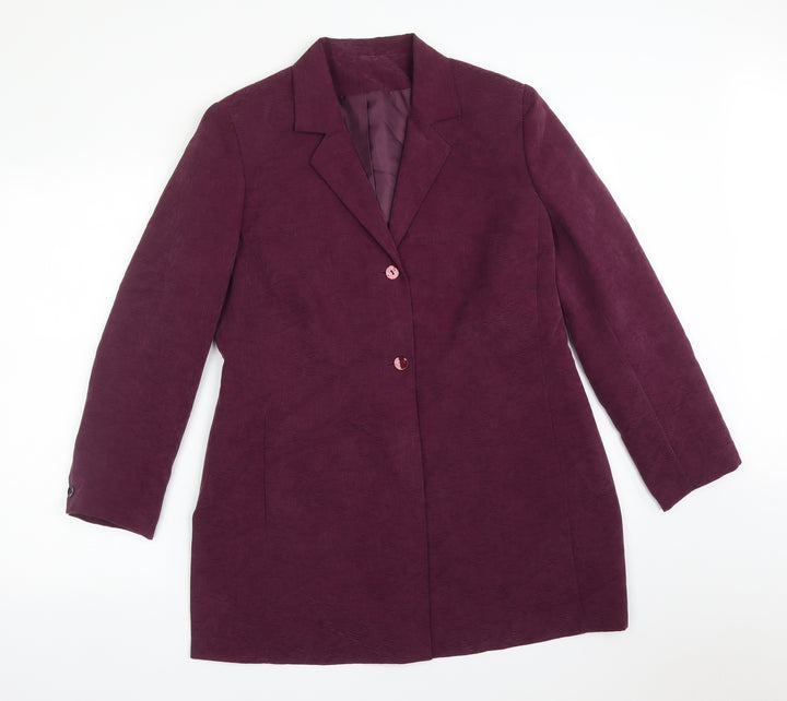 Debenhams Womens Purple Floral Cupro Jacket Suit Jacket Size 14