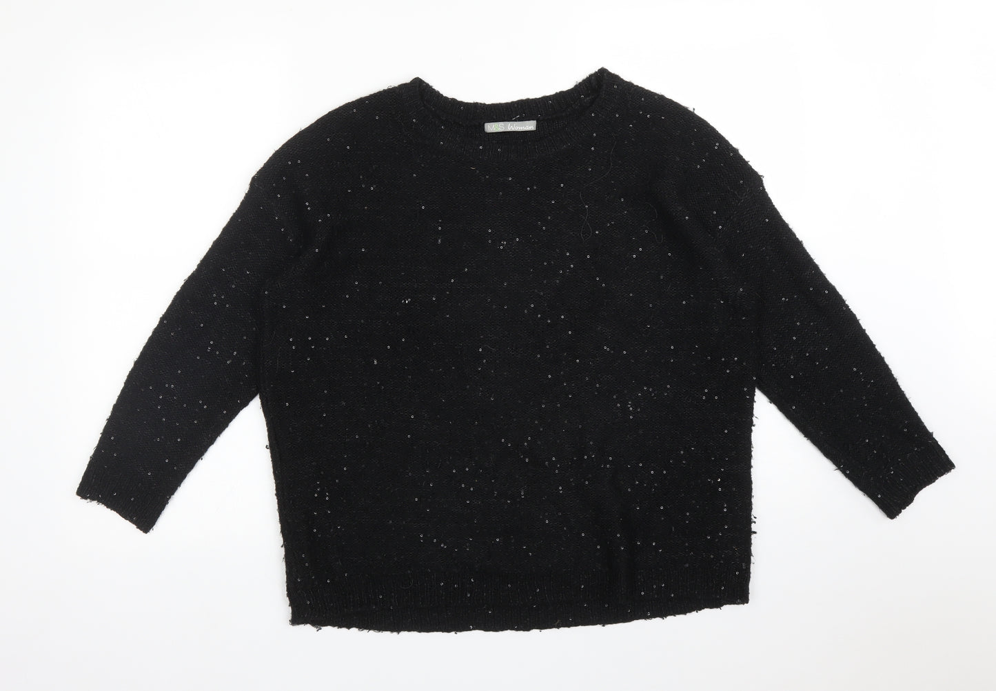 M&S Womens Black  Acrylic Pullover Sweatshirt Size 12