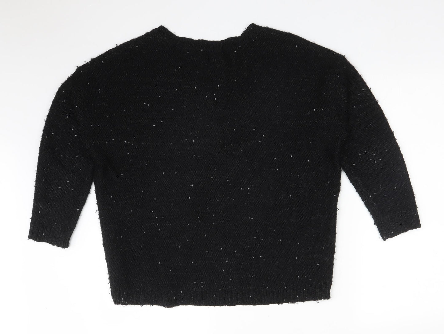 M&S Womens Black  Acrylic Pullover Sweatshirt Size 12