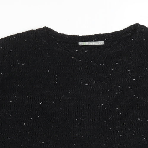 M&S Womens Black  Acrylic Pullover Sweatshirt Size 12