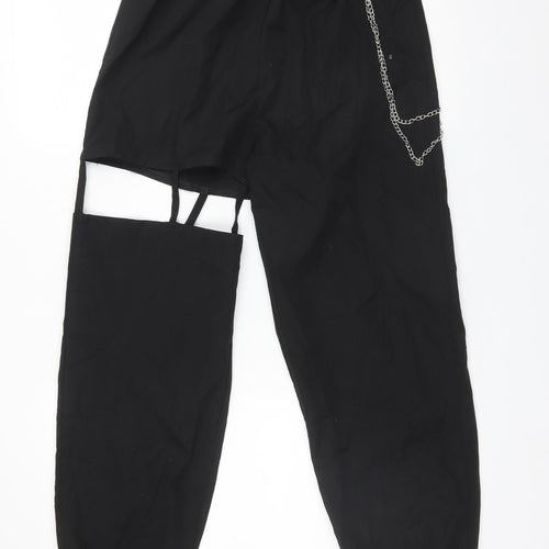 RUMWE Womens Black  Polyester Windbreaker Trousers Size S L27 in Regular