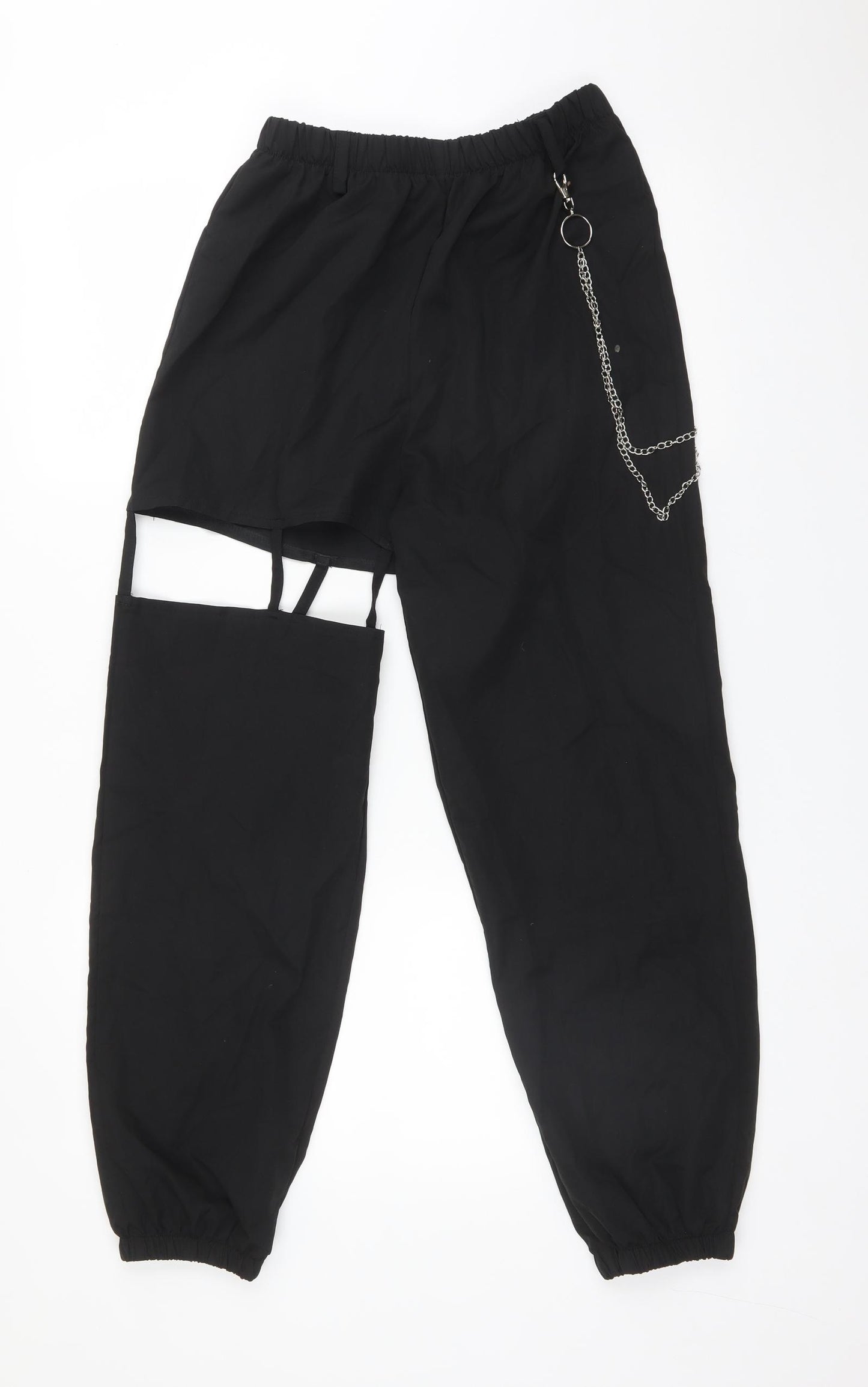 RUMWE Womens Black  Polyester Windbreaker Trousers Size S L27 in Regular