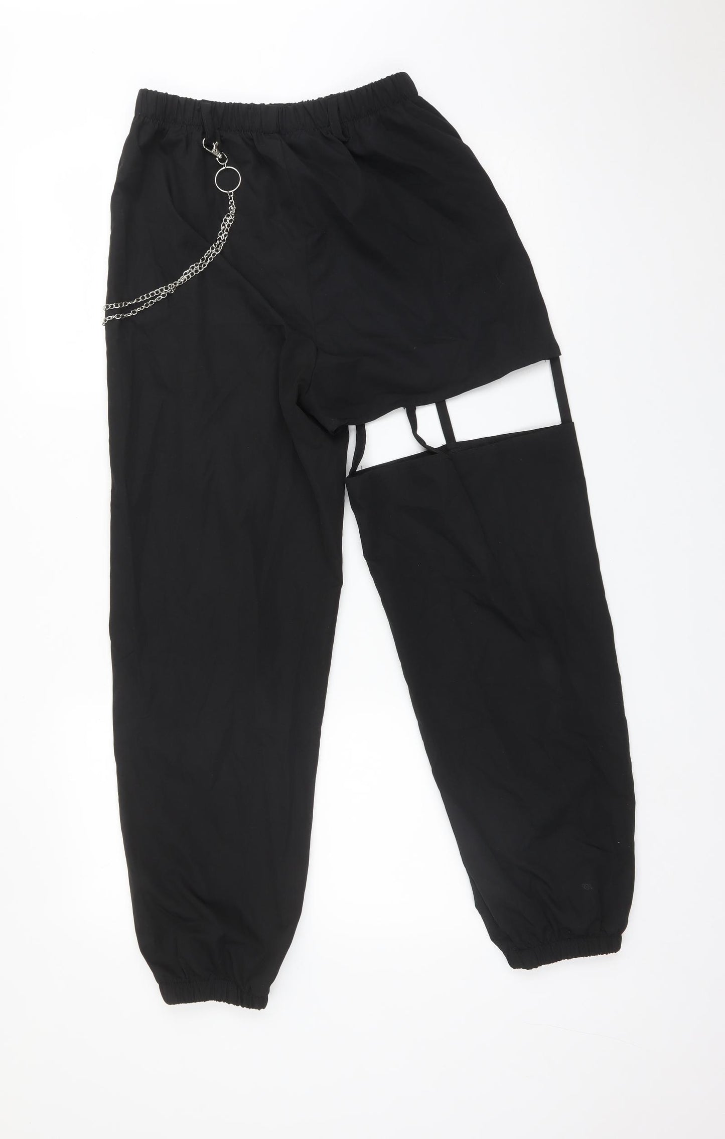 RUMWE Womens Black  Polyester Windbreaker Trousers Size S L27 in Regular
