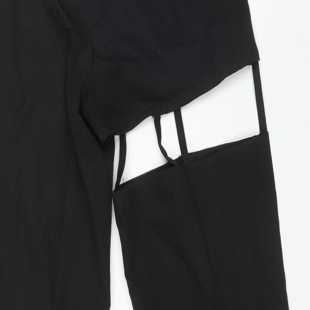 RUMWE Womens Black  Polyester Windbreaker Trousers Size S L27 in Regular