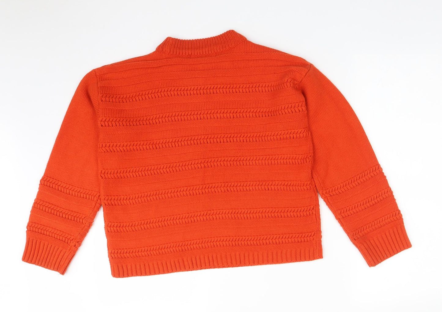 George Womens Orange Round Neck Striped Acrylic Pullover Jumper Size S