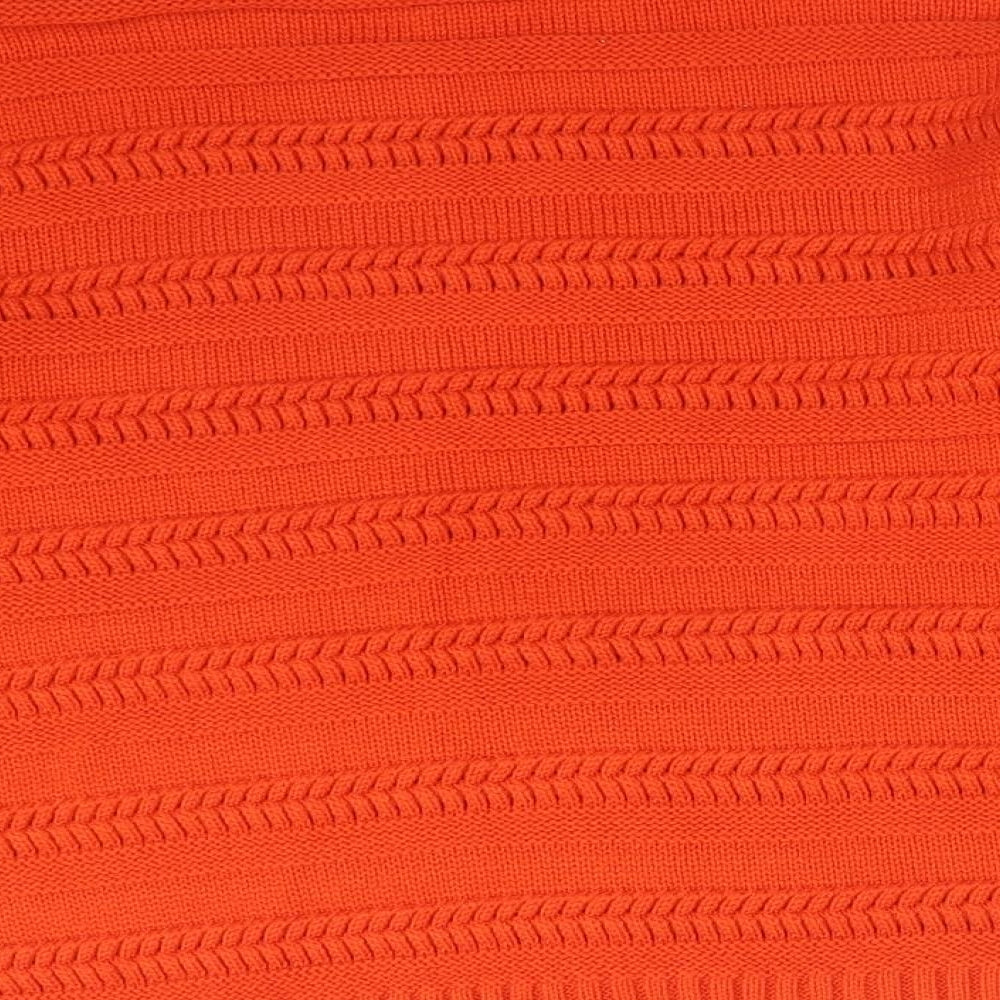 George Womens Orange Round Neck Striped Acrylic Pullover Jumper Size S