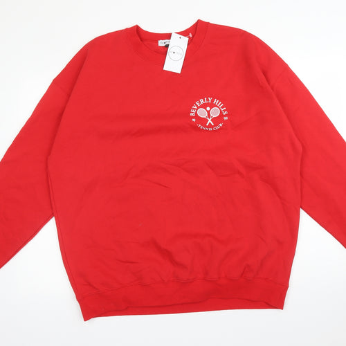 SPOTTED Mens Red  Cotton Pullover Sweatshirt Size L   - BEVERLY HILLS TENNIS CLUB
