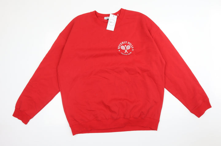 SPOTTED Mens Red  Cotton Pullover Sweatshirt Size L   - BEVERLY HILLS TENNIS CLUB