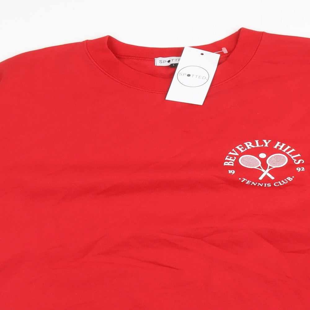SPOTTED Mens Red  Cotton Pullover Sweatshirt Size L   - BEVERLY HILLS TENNIS CLUB